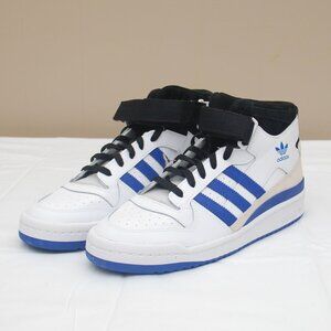 Adidas Men's Forum Mid Shoes in White/Black/royal Blue Size 9
